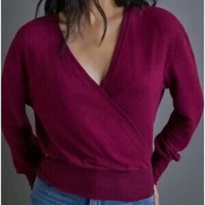 Anthropologie Rocio Brushed Stretch Hacci Knit Surplice Wrap Top M